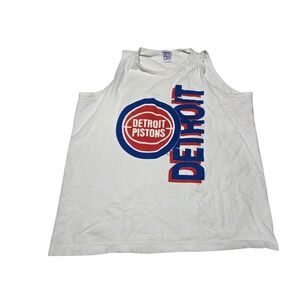 Detroit Pistons Basketball Tank Top Logo Men's XL Vintage 90s Alteration Flaw*